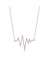 Anne Sisteron - Pink 14kt Rose Gold Diamond Heartbeat Necklace - Lyst