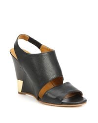 Chloé | Metallic Leather Wedge Sandals | Lyst