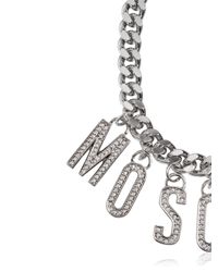 Moschino | Metallic Logo Lettering Rhinestone Necklace | Lyst