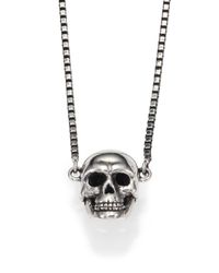Tateossian - Metallic Sterling Silver Skull Necklace for Men - Lyst