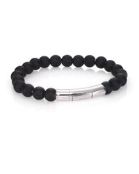 Tateossian | Black Agate & Sterling Silver Beaded Bracelet for Men | Lyst