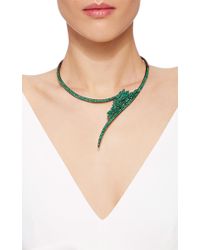 AS29 | Green Bamboo Necklace With Emeralds | Lyst
