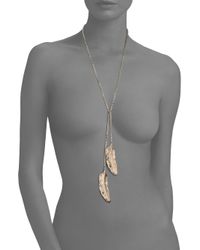 Valentino | Metallic Feathers Lariat Necklace | Lyst