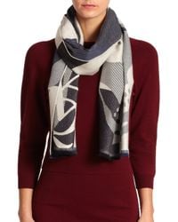 Alexander McQueen | Blue Oversized Block Skull Wool Scarf | Lyst