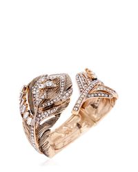 Roberto Cavalli | Metallic Swarovski Crystal Feather Bracelet | Lyst