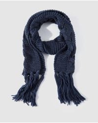 El Corte Inglés Navy Blue Knitted Scarf With Fringe