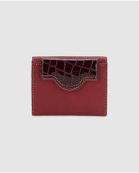 El Corte Inglés Multicolor Burgundy Leather Purse With Fastener