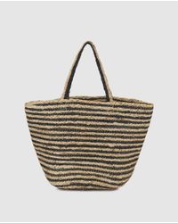 El Corte Inglés White Two-tone Tan And Fuchsia Plaited Jute Beach Tote