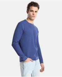 GREEN COAST Blue Crew Neck Sweater for men