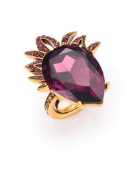 Oscar de la Renta | Metallic Pear Crystal Cocktail Ring | Lyst