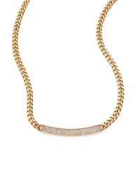 Michael Kors | Metallic Rhinestone Plaque Necklace | Lyst