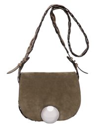 Emilio Pucci | Green Janis Suede Bag With Woven Strap | Lyst