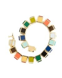 Eddie Borgo | Multicolor Inlaid Multi-stone Small Cube Bracelet Inlaid Multi-stone Small Cube Bracelet | Lyst