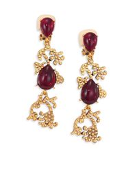 Oscar de la Renta | Metallic Cabochon Filigree Clip-on Earrings | Lyst