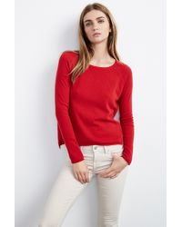 Velvet By Graham & Spencer - Red Ghala Cashmere Raglan Sweater - Lyst