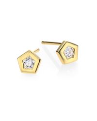 Ron Hami | Metallic Rain Diamond & 18k Yellow Gold Stud Geometric Stud Earrings | Lyst