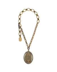 Lanvin | Metallic Oversize Crystal Cameo Brooch Pendant Necklace | Lyst