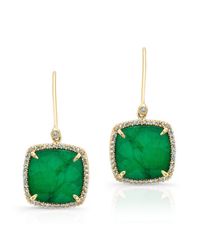 Anne Sisteron - Metallic 14kt Yellow Gold Emerald Diamond Small Cushion Cut Earrings - Lyst