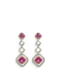 CZ by Kenneth Jay Lane | Pink 18k Gold Plated Rim Asscher Cut Cubic Zirconia Earrings | Lyst