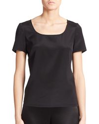 St. John | Black Silk Jersey Tee | Lyst