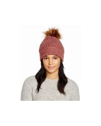 Free People | Brown Pom-pom Knit Hat | Lyst