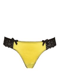 Bordelle | Yellow Silk Satin Viscose Lace Thong | Lyst
