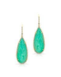 Anne Sisteron - Green 14kt Yellow Gold Turquoise Diamond Rose Cut Earrings - Lyst