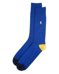 Pink Pony | Blue Ribbed Socks for Men | Lyst