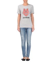 Love Moschino | Gray Short Sleeve T-shirts | Lyst