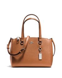 COACH | Brown Textured Leather Satchel | Lyst