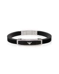 Emporio Armani - Gray Stainless Steel And Black Rubber Men's Bracelet for Men - Lyst