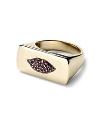 Alison Lou | Metallic Ruby Lips Bar Ring | Lyst