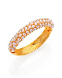 Kenneth Jay Lane | Metallic Faux Pearl Cluster Bangle Bracelet | Lyst