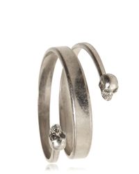 Alexander McQueen | Metallic Swarovski Twin Skull Brass Bracelet | Lyst