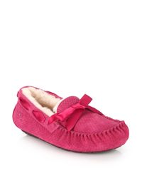 UGG | Pink Dakota Shearling-lined Snake-embossed Suede Loafers | Lyst