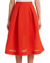 Nicholas | Orange Pleated Pique A-line Skirt | Lyst