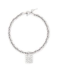 Alexander McQueen | Metallic Studded Lock Pendant Chain Necklace | Lyst