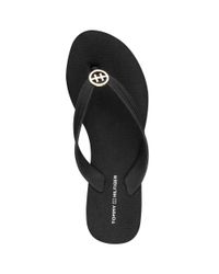 tommy hilfiger womens black flip flops