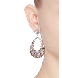 CZ by Kenneth Jay Lane | Multicolor Cubic Zirconia Floral Teardrop Earrings | Lyst