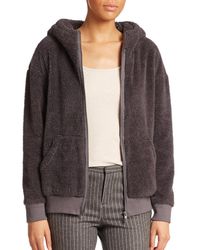 ATM | Gray Faux Fur Funnel-neck Hoodie | Lyst