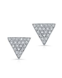 Anne Sisteron | Metallic 14kt White Gold Diamond Medium Triangle Emma Stud Earrings | Lyst