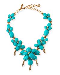 Oscar de la Renta | Blue Oval Cabochon Cluster Necklace | Lyst