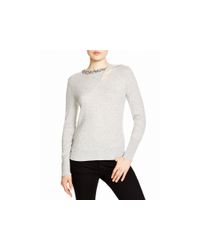 Magaschoni | Gray Keyhole Embellished Sweater | Lyst