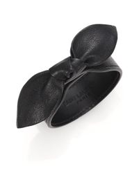 Saint Laurent | Black Trésor Leather Knot Bracelet | Lyst