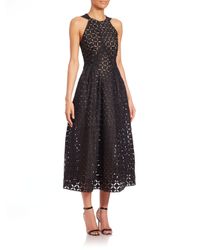 Roland Mouret | Black Baldry Cutout Fil Coupé Organza Midi Dress | Lyst