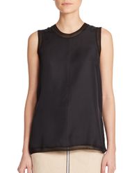 Rag & Bone | Black Maude Sheer-trim Silk Tank Top | Lyst