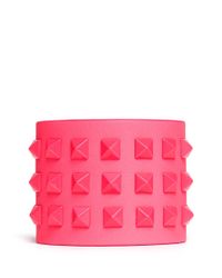 Valentino | Pink Rockstud Wide Leather Bracelet | Lyst