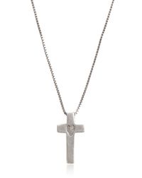 Saint Laurent | Metallic Doublecross Silver Necklace for Men | Lyst
