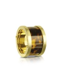 Michael Kors | Brown Goldtone Steel And Tortoise Barrel Ring | Lyst
