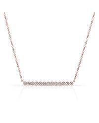 Anne Sisteron - Pink 14kt Rose Gold Bezel Set Diamond Bar Necklace - Lyst